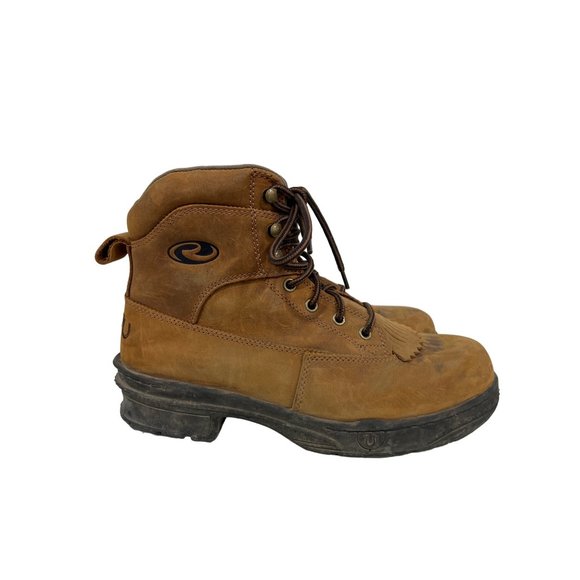 Roper Crossrider Round Toe Western Boot Mens 9 Lace Up Brown Leather Kiltie - Picture 2 of 11